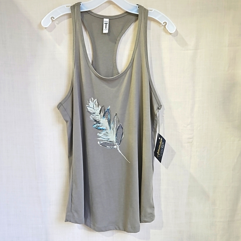 Ideal T by Next Level, Tank Top, Racerback, Sz M, Feather design